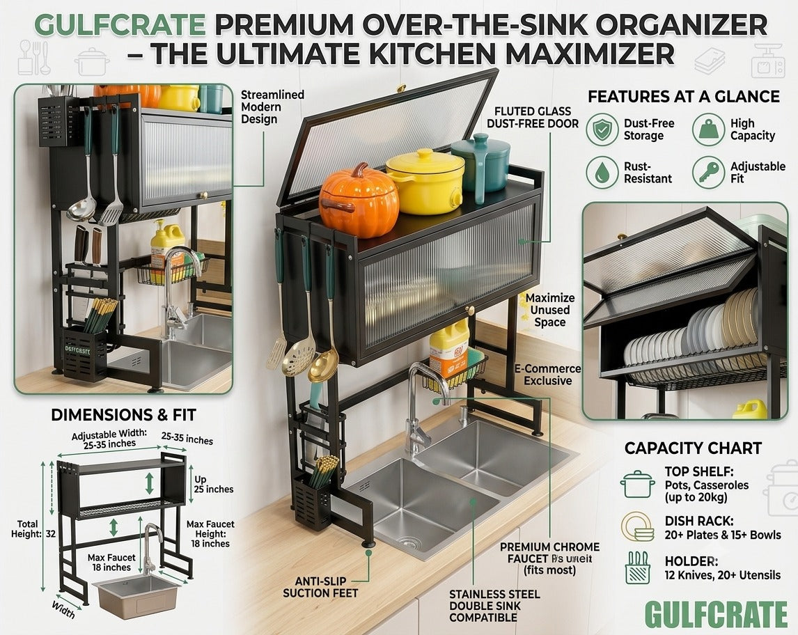 Over Sink Kitchen Organizer Rack And Cabinet